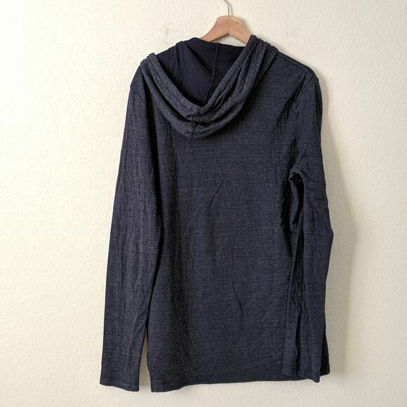 Michael Stars Mens Drawstring Hoodie Sweatshirt Pullover Long Sleeve Blue Medium - Picture 3 of 8